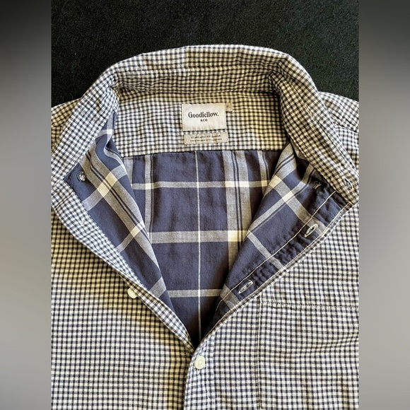 Goodfellow & Co Men’s XL Blue White Check Shirt Long Sleeve Button Down Casual - Picture 3 of 4